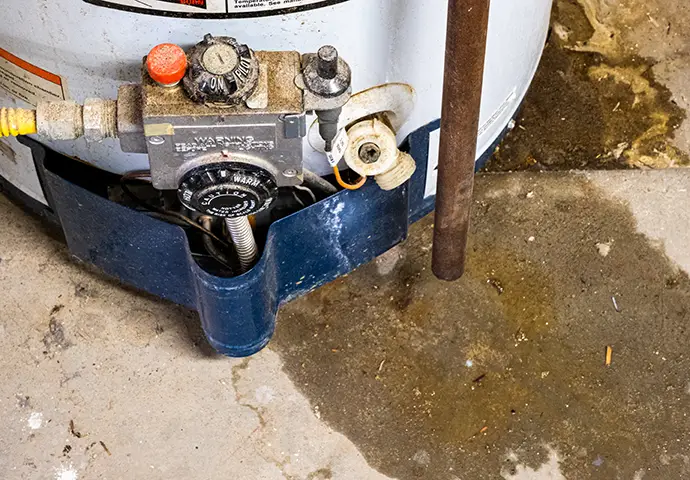 old leaking water heater that needs replaced